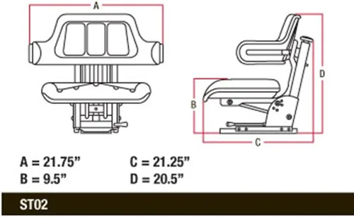 Vista 4 de Nuevo asiento de tractor universal negro con base y pistas compatible con Ford New Holland Case-IH
