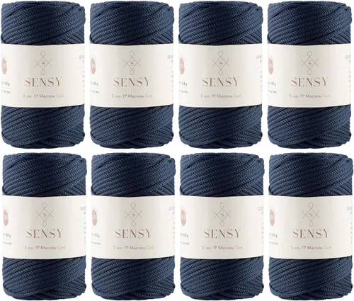 Vista 130 de Sensy - Cuerda de poliéster prémium de 0.197 in y 104 yardas, 100% polipropileno, cordón de macramé de 0.197 in, cuerda de ganchillo para bolsa