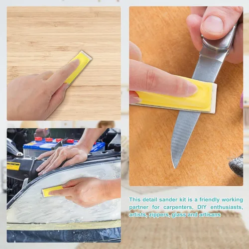 Vista 7 de Kit de lijadora de 141 piezas de microdetalles, mini lijadora de detalles de 3.5 x 1 pulgada para proyectos pequeños, lijadora de dedos