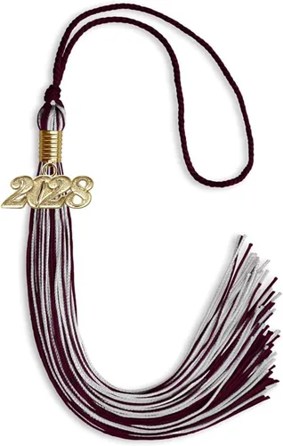 Vista 203 de Endea Graduation - Borla de doble color mixto con fecha dorada (negro/dorado antiguo, 2021)