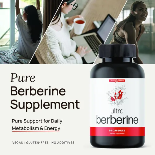 Vista 2 de Cápsulas de suplemento de berberina ultra 600 mg (1200 mg a 1800 mg diarios) - Suplemento de berberina pura HCL para apoyar el metabolismo