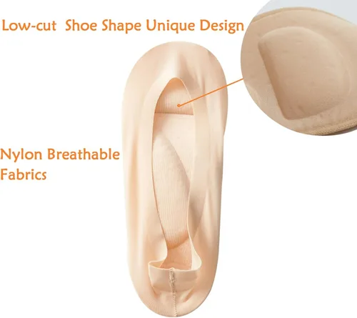 Vista 3 de 2 pares de calcetines con arco de soporte, de nylon, acolchados, invisibles para mujer