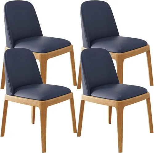 Vista 17 de Juego de 2/4 sillas de comedor, sillas de comedor de madera, silla tapizada para sala de estar, silla de vestíbulo sin brazos con respaldo curvo