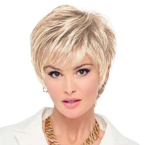 Vista 5 de Raquel Welch - Peluca corta Bob atada a mano feroz y enfocada por Hairuwear, gorra de tamaño medio, castaño iluminado por el sol RL10/12