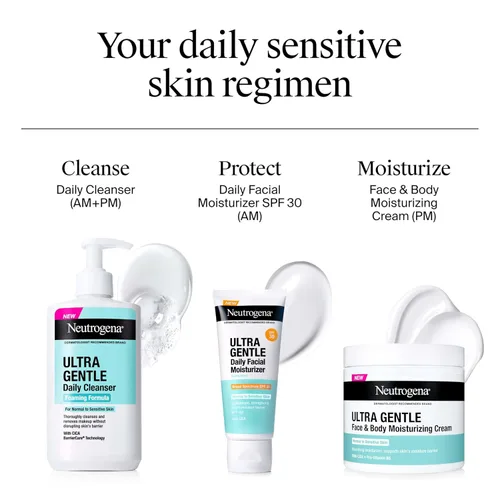 Vista 8 de Neutrogena Limpiador facial espumoso ultra suave, lavado facial hidratante sin fragancia para pieles sensibles, removedor de maquillaje diario sin