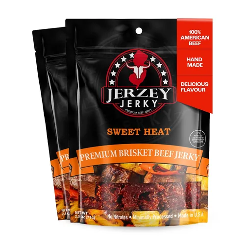 Vista 12 de Jerzey Jerky Carne Asada Brisket Jerky 2.5oz (2 Pack) – Bocadillos de carne de brisket asada con alto contenido en proteínas, sin gluten