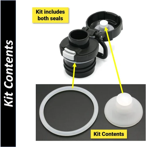 Vista 2 de KuLM Outdoors Kit de sello de tapa abatible de repuesto de boca estándar y botella de botella (silicona)