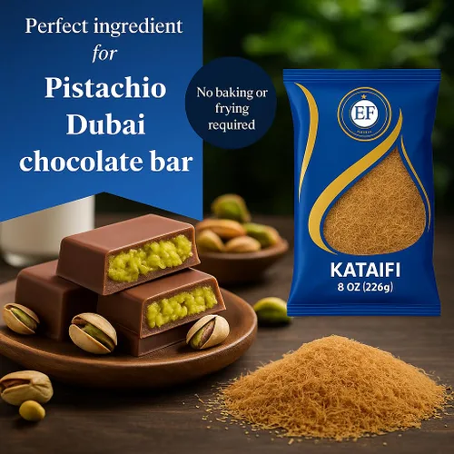 Vista 3 de Eastern Feast - Kataifi asado, 8 oz (227 g), masa Kunafa triturada lista para usar para chocolate Dubai, postres, coberturas