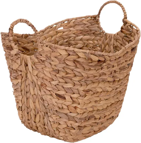 Vista 9 de Household Essentials Cesta de cuerda de papel con asas, cesta de almacenamiento tejida natural, ideal para decoración u organización