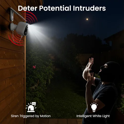 Vista 6 de INFIYA - Cámara de seguridad inalámbrica 2K para exteriores con energía solar para vigilancia del hogar con detección humana AI y notificaciones por