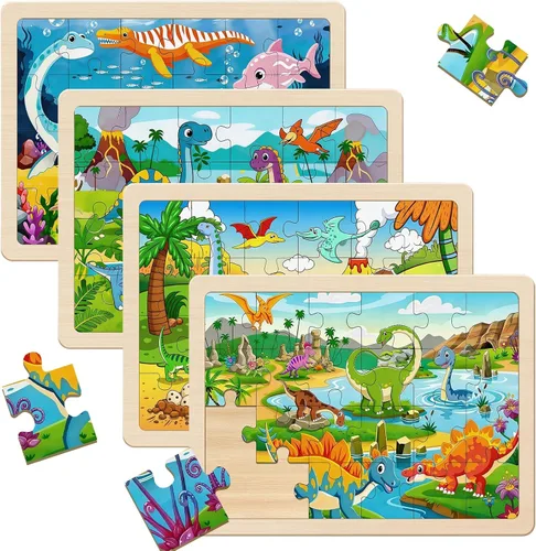 Vista 9 de Rompecabezas para niños de 3 a 5 años, juego de 4 paquetes con 24 piezas Mashup de animales
