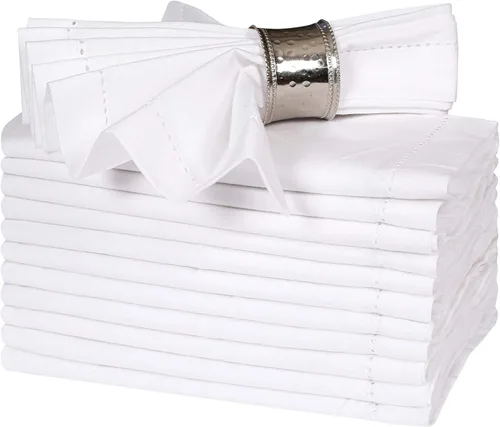Vista 38 de Bedding Craft Juego de 12 Servilletas de Tela para Cena – 18x18 Azul Aéreo con Aspecto de Lino y Dobladillo Decorativo – Suaves, Lavables a Máquina