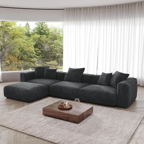 Vista 11 de JACH Sofás Seccionales de Pana para Sala de Estar, Sofá Seccional Modular con Otomanas Chaise, Fundas de Cojines Removibles, Sofá Cama Moderno