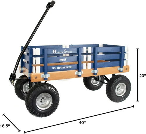 Vista 6 de Carreta Deportiva Berlin Flyer - Modelo F410 - Fabricada por Amish en Ohio, EE. UU. - Neumáticos antipinchazos de 10 pulgadas (Azul)
