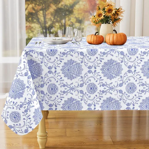 Vista 40 de misaya Mantel rectangular de vinilo impermeable, mantel lavable con reverso de franela, mantel de plástico para cena, picnic, interior y exterior