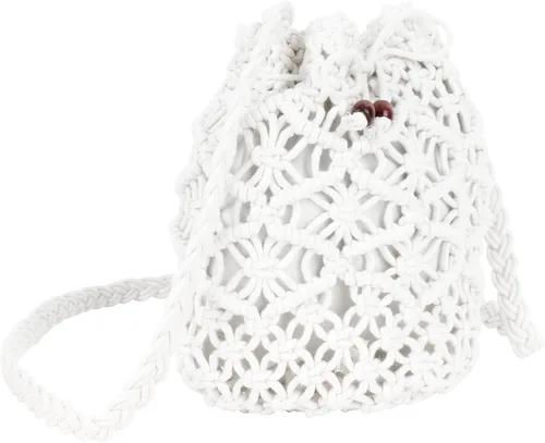 Vista 3 de Meyaus Mini bolso cruzado de ganchillo de algodón para mujer, bolso de hombro de playa de verano con cordón