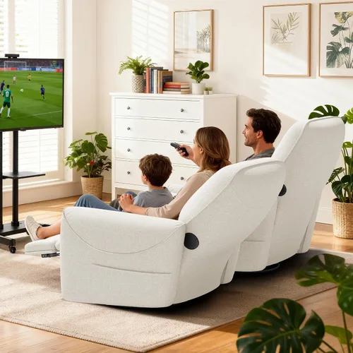 Vista 8 de KINGYES - Silla reclinable eléctrica, deslizador giratorio de 270° para Beige