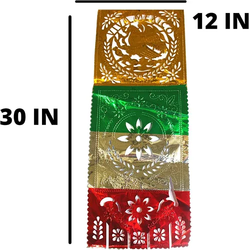 Vista 2 de Needzo Viva Mexico - Pancarta metálica recortada, decoraciones colgantes para fiestas y fiestas, suministros de fiesta temática mexicana, 12 x 30