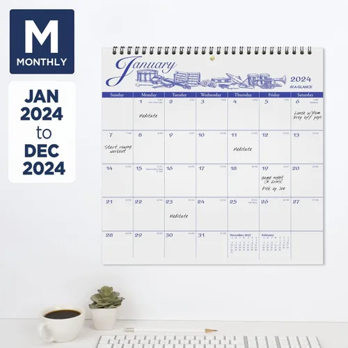 Vista 2 de AT-A-GLANCE Calendario de pared 2024, 12 x 12 pulgadas, mediano, mensual, edición de ilustrador (G10001724)