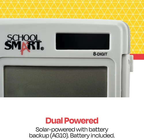 Vista 5 de School Smart Calculadora de bolsillo de doble potencia LCD de 8 dígitos, 2-7/8 x 3/8 x 4-5/8 pulgadas