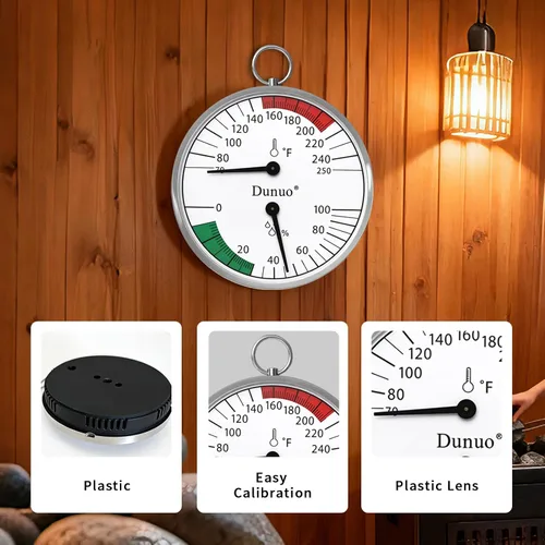 Vista 5 de Termómetro de sauna de 4 pulgadas Fahrenheit e higrómetro, montado para caja de sauna de vapor portátil, ideal