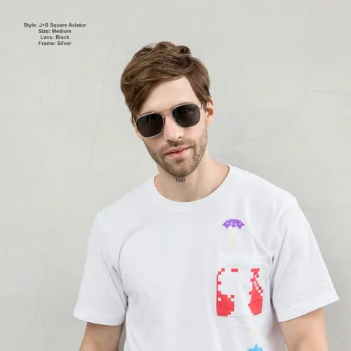 Vista 8 de J+S Lentes de sol de aviador cuadrados clásicos de estilo militar, polarizados, 100% protección UV para hombres y mujeres
