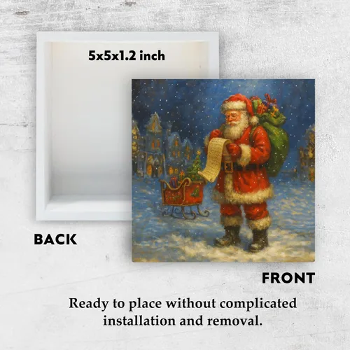 Vista 7 de Letrero de madera de Papá Noel – Decoración retro de Navidad de Papá Noel, caja de madera rústica de Satanás para el hogar, cocina, baño, mesa