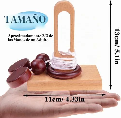 Vista 2 de Kingou Juego de 4 de rompecabezas de madera clásica cuerda de solución central juego de cerebro para adultos