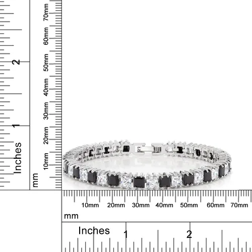 Vista 18 de Gem Stone King Pulsera de tenis clásica de circonita cúbica de corte princesa para mujer
