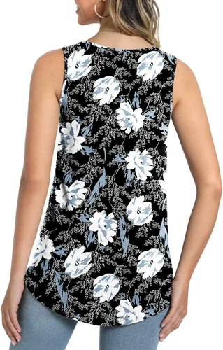 Vista 3 de LONGYUAN Camisetas sin mangas de verano para mujer, estilo casual, holgadas, blusas tipo túnica