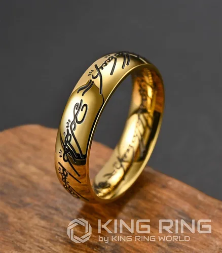 Vista 2 de King Ring 6mm Super Lord of The Rings Engraved Ring - Ultimate Edition of LOTR Bands for Men & Women, Perfect Wedding Band Designed in USA