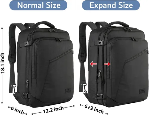 Vista 105 de MATEIN - Mochila de viaje extragrande de 10.56 galones, mochila de viaje ampliable apta para aerolíneas, para viajeros de fin de semana, hombres