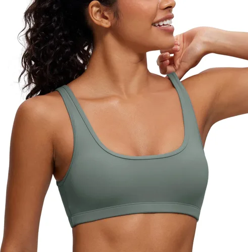 Vista 15 de CRZ YOGA Butterluxe - Mini brasier para mujer, cuello redondo, de bajo impacto, inalámbrico, deportivo, yoga, acolchado, para entrenamiento