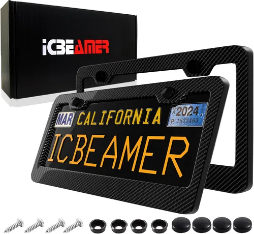 Vista 10 de ICBEAMER Marco de matrícula de motocicleta impermeable de ajuste universal para la mayoría con 6+ LED intermitentes de cola + luz de freno
