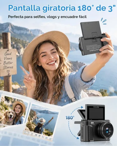Vista 4 de Cámara digital 8K, cámara de enfoque automático de 88MP para fotografía y Negro