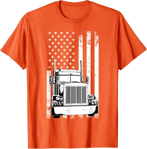 Vista 87 de Camión conductor bandera americana camionero vintage hombres mujeres regalo camiseta