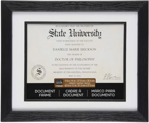 Vista 4 de Studio Décor - Marco de documentos negro de 8.5 x 11 pulgadas con paspartú, para mostrar diplomas, certificados y documentos, incluye accesorios