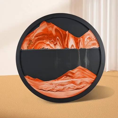 Vista 9 de BBYYT Arte de Arena en Movimiento, Escultura Giratoria Montada en Pared, Arte de Pared Paisaje de Mar Profundo para Decoración de Habitación, Marco