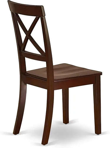 Vista 9 de East West Furniture ANBO5-MAH-W - Juego de comedor de 5 piezas para 4 personas, incluye una mesa de cocina redonda con pedestal y 4 sillas