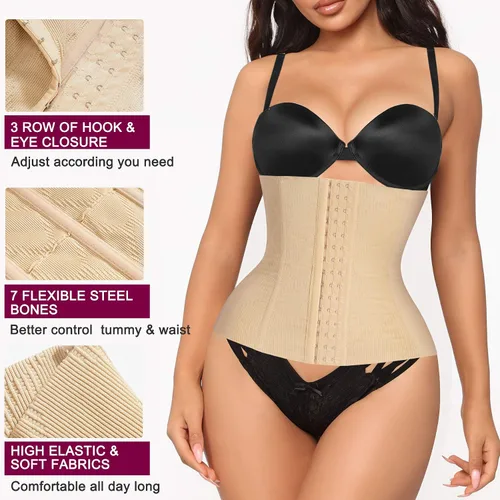 Vista 2 de REYEOGO Shapewear Cinchers cintura entrenador para mujeres control de barriga postparto recuperación cinturón sin costuras cuerpo Shaper corsés faja
