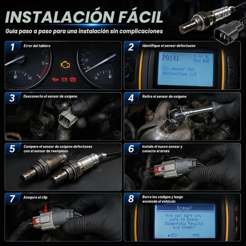Vista 8 de 2 pares de sensores de O2 aguas arriba y aguas abajo de repuesto para Chevy 2012-2008 Silverado 2500 HD, 2014-2008 Silverado 3500 HD, 2015-2010