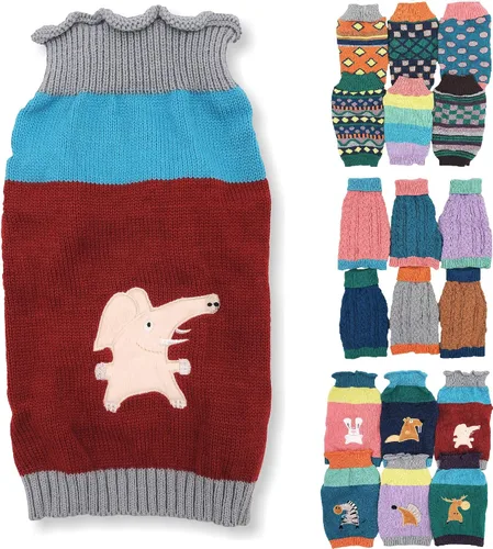 Vista 19 de Suéter de punto para perro, ropa de invierno cálida y suave para mascotas pequeñas y grandes (XL: longitud: 22 pulgadas, alce)