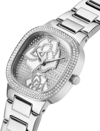 Vista 5 de GUESS Reloj para mujer de 1.260 in - Correa de tono plateado con esfera plateada, Tono plateado, Moderno