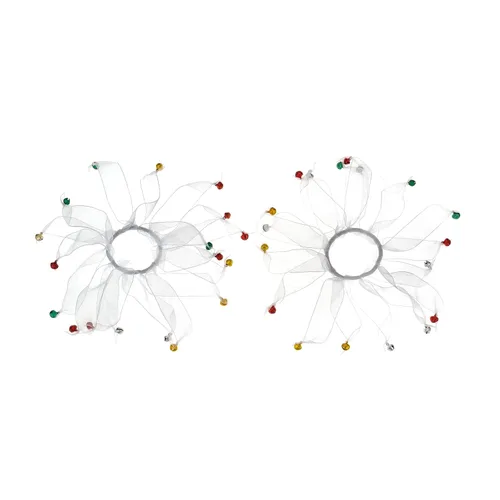 Vista 6 de Madison Tyler 2 lazos elásticos para el cabello de Navidad Coleteros de cinta roja transparente con cascabeles de Navidad Regalos de vacaciones