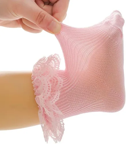 Vista 7 de Calcetines de encaje con volantes para recién nacidos, para niñas pequeñas