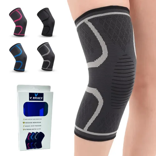 Vista 7 de V-Fit: Rodillera de compresión en V, rodillera para dolor y apoyo de artritis, rodillera para mujeres y hombres (pequeño, negro)
