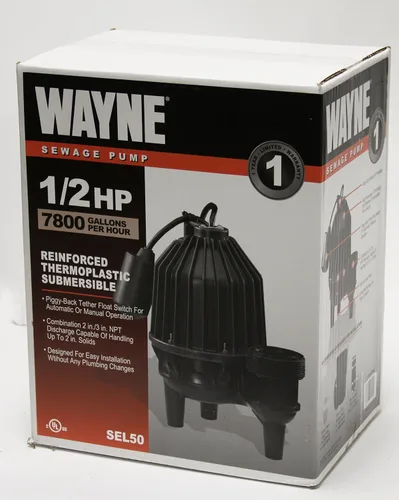Vista 5 de Wayne SEL50 WAYNE Bomba de aguas residuales termoplástica de 1/2 hp con interruptor de flotador de atadura de piggyback