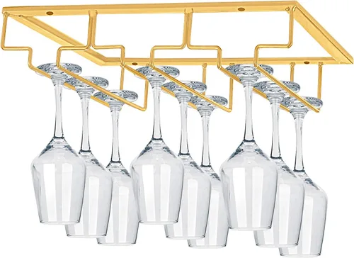 Vista 18 de MOCOUM Estante para copas de vino debajo del gabinete, soporte para copas de vino, soporte de alambre para copas de vino, colgador de almacenamiento