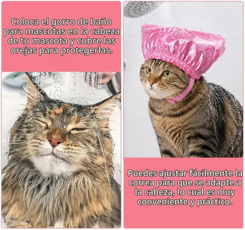 Vista 5 de 2Pcs Waterproof Pet Shower Cap Reusable Dog Bonnet for Bathing S&M