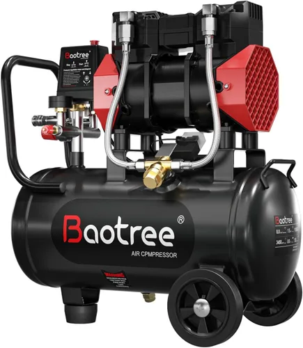 Vista 11 de Compresor de aire ultra silencioso de 3 galones con dos acopladores rápidos, 1.2HP MAX 115PSI Compresor de aire sin aceite Tanques de acero